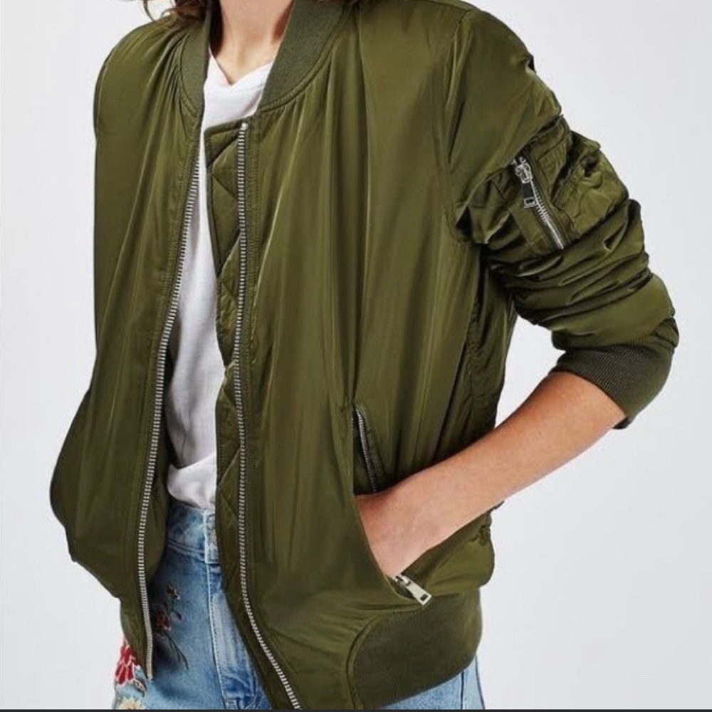 Topshop olive green bomber jacket